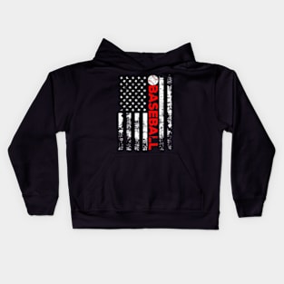 Baseball Lover American Flag Kids Hoodie